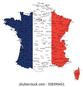 France Highly Detailed Political Map National Stock Vector Royalty