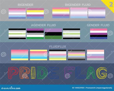 El Sistema Lgbtq De Pride Flags Bigender Agender Colors Fijó 2