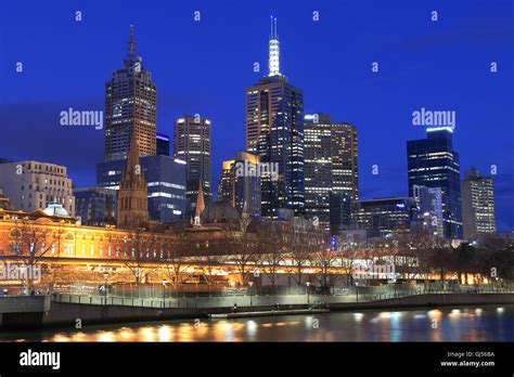 Melbourne skyline night in Melbourne Australia Stock Photo - Alamy