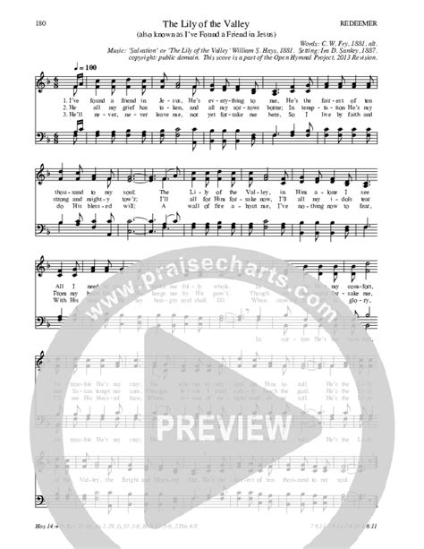 The Lily Of The Valley Hymn Sheet (Traditional Hymn) - PraiseCharts