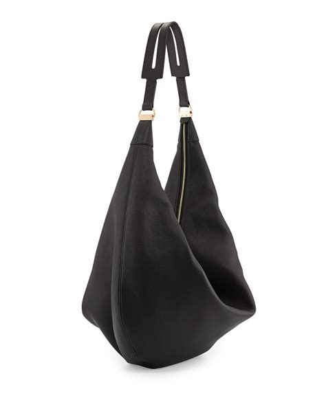 Lyst The Row Sling 15 Grained Leather Hobo Bag In Black