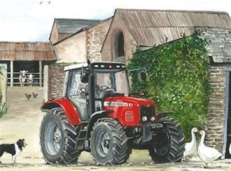 Massey Ferguson 6465 Tractor Large 8 X 6 Blank Greeting Card Artist Sue Podbery Etsy Uk