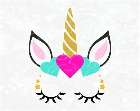 Unicorn Face SVG Unicorn SVG Unicorn Clip Art Silhouette Cut File