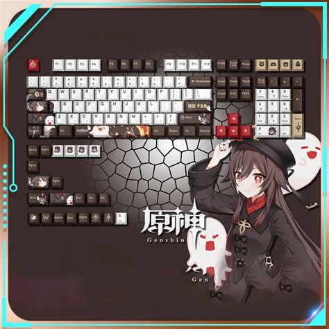 Genshin Impact Anime Keycaps Hu Tao Xda Profile Pbt Dye Sublimation