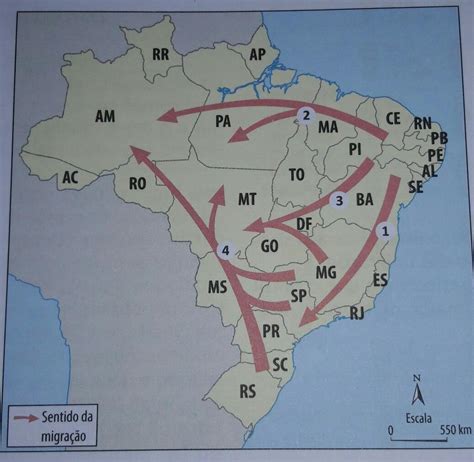 As Setas No Mapa A Seguir Identificam As Migra Es Internas Do Brasil