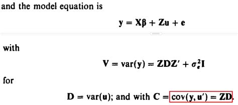 How To Derive Covariance Between Y And Random Effect In Linear Mixed