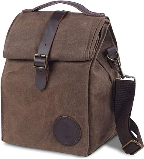 Insulated Waxed Canvas Lunch Bag By Asebbo Lunch Box For Women Men With Genuine