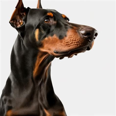 Encantador Adorable Retrato De Perro Doberman Sobre Fondo Blanco