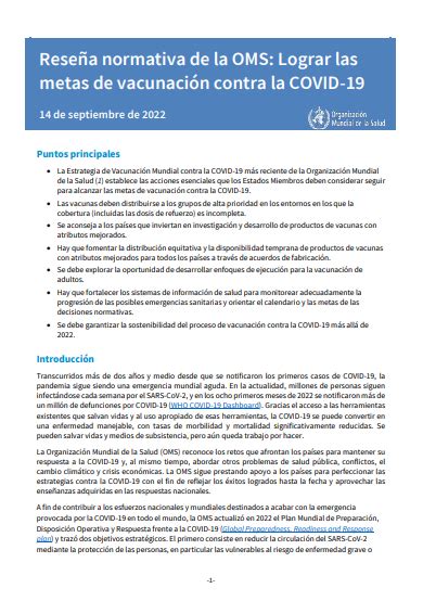 Reseña Normativa De La Oms Lograr Las Metas De Vacunación Contra La