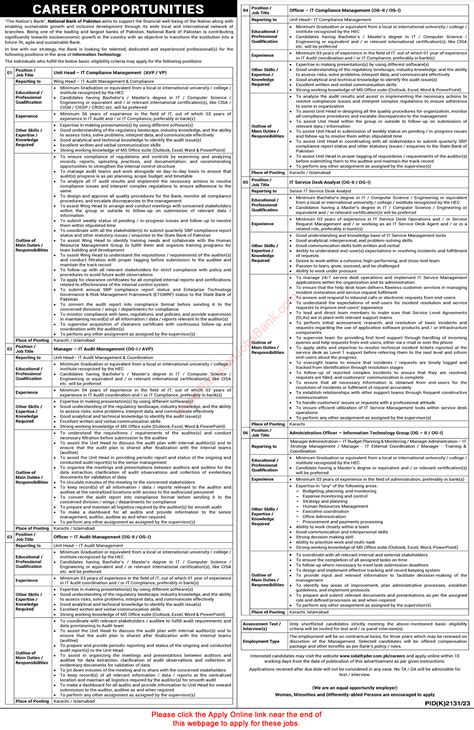 Nbp Jobs January Online Apply National Bank Of Pakistan It