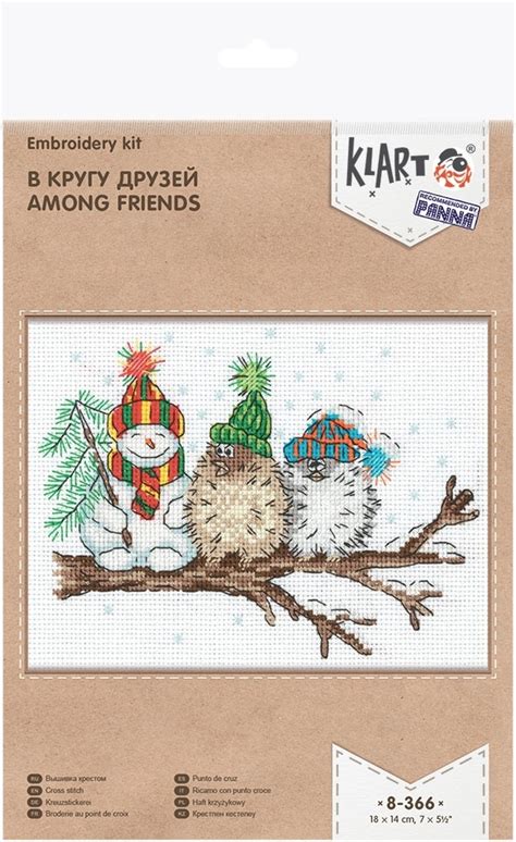 Counted Cross Stitch Kit Klart Snowman And Birds