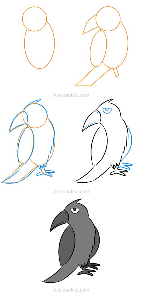 How To Draw A Crow Comment Dessiner Un Corbeau Art Drawings For