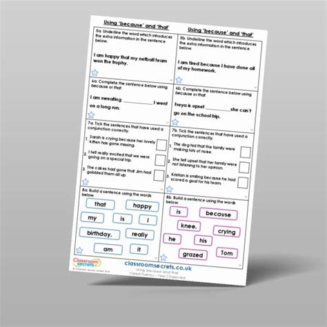 Using Because And That Varied Fluency Resource Classroom Secrets