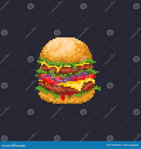 Pixel Art Fast Food Pixel Burger Stock Vector Illustration Of Pizza