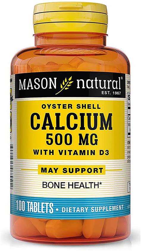 Mason Natural Oyster Shell Calcium 500 Mg With Vitamin D3 100 Ct —