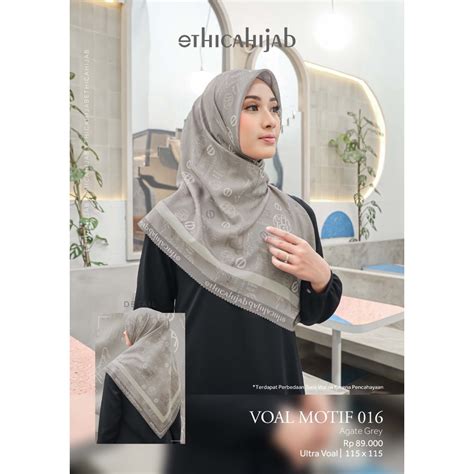 Jual Ethica Hijab Voal Segi Empat Wanita Voal Motif Shopee Indonesia