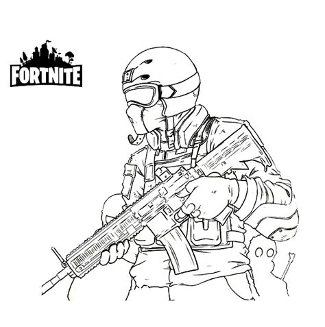 Assault Rifle Gun From Fortnite Coloring Pages Fortnite Coloring