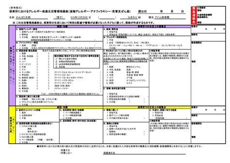 医療保険適応に！ 生活管理指導表（2022年4月） 株式会社アドム 「わんぱくランチ」は栄養計算ソフトの最高峰！保育園専用の給食管理