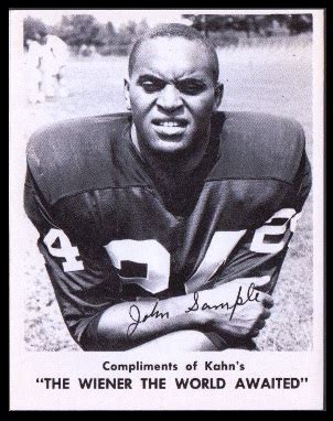 John Sample 1963 Kahns 70 Vintage Football Card Gallery