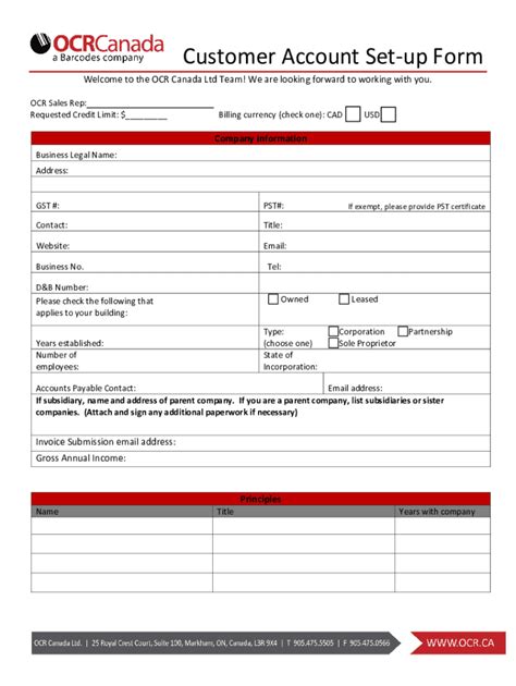 Fillable Online Customer Account Set Up Form Fax Email Print Pdffiller