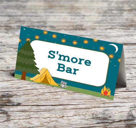 Camping Birthday Printable Editable Food Labels Smores Bar Trail Mix