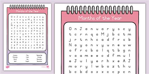 Grade R Time Months Of The Year Wordsearch Lehrer Gemacht