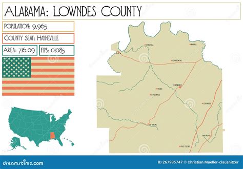 Map Of Lowndes County In Alabama Usa Stock Vector Illustration Of