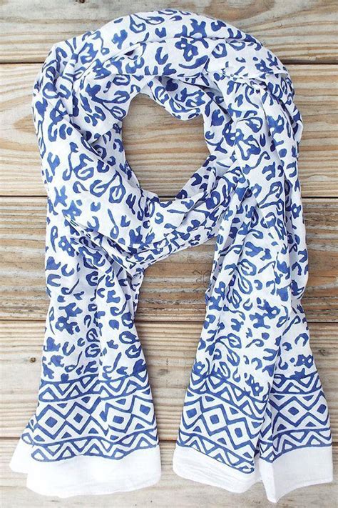 Abstract Blue + White Scarf | Good Cloth