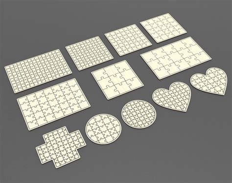 Puzzle Svg Bundle Laser Cut Puzzle Template Svg Jigsaw Svg Dxf Files