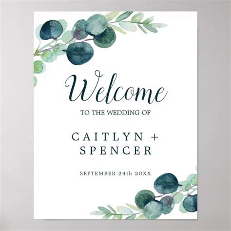 Lush Greenery And Eucalyptus Welcome Wedding Poster Zazzle