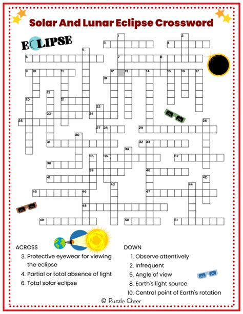 Solar And Lunar Eclipse Crossword Puzzle Puzzle Cheer