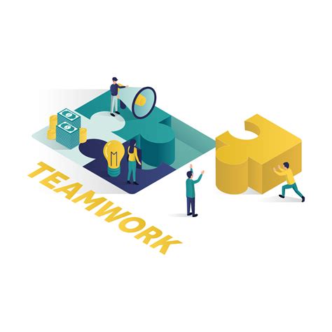 Teamwork Concept Isometric Illustration 661823 Vector Art At Vecteezy