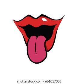 Retro Groovy Surreal Mouth Tongue Sticking Stock Vector Royalty Free