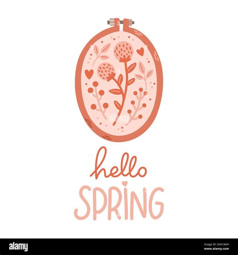 Hello Spring Hand Drawn Vector Illustration Lettering Spring Season