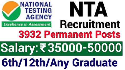 Govt Recruitment Ii Nta Recruiting Th Th Th Any Graduates