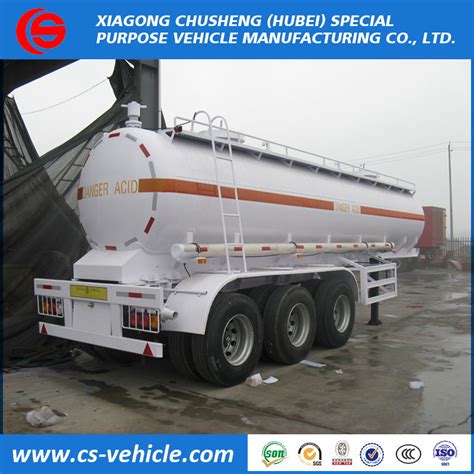 3 Axle 45m3 Chemical Liquid Tank Semi Trailer For Concentrated Sulfuric Acid China Chemical