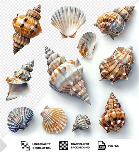 Premium PSD Set Of Watercolor Seashells On Isolated Illustration Sea