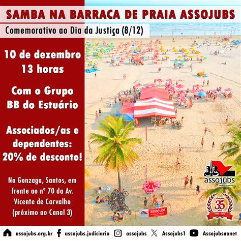 SAMBA NA BARRACA DE PRAIA DA ASSOJUBS Em 10 12 A Partir De 13 Horas