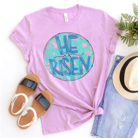 Pastel Leopard He Is Risen Tee Shirts For Women Christian Easter T S