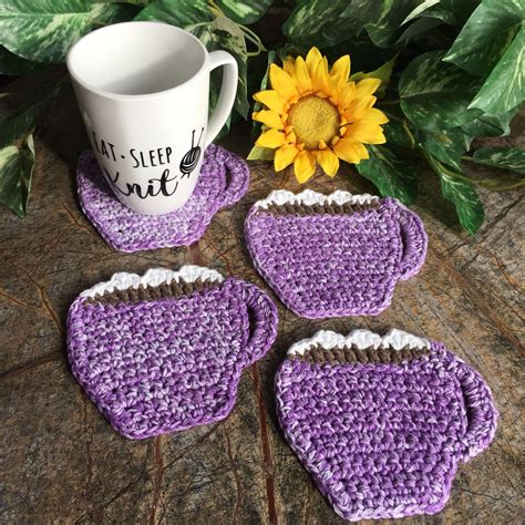 Crocheted Coaster Set Of Beverage Coaster Coasters Drink Etsy