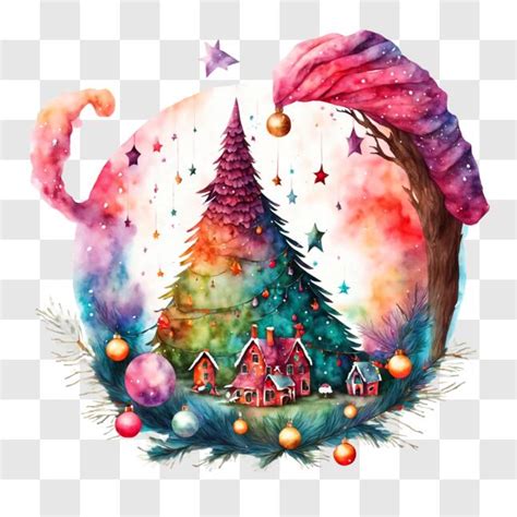 Baixe Rvore De Natal Em Aquarela Decora Es Coloridas Pngs