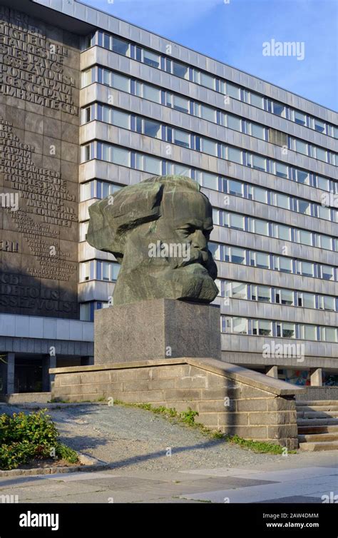 Statue Of The German Philosopher Karl Marx In Chemnitz Germany Stock