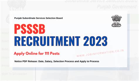 Psssb Vacancy Notice Pdf Release Online Apply For Posts Date