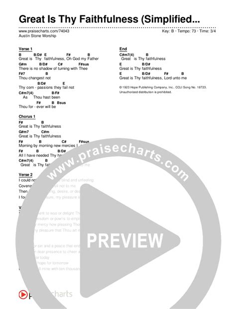 Great Is Thy Faithfulness (Simplified) Chords PDF (Austin Stone Worship ...