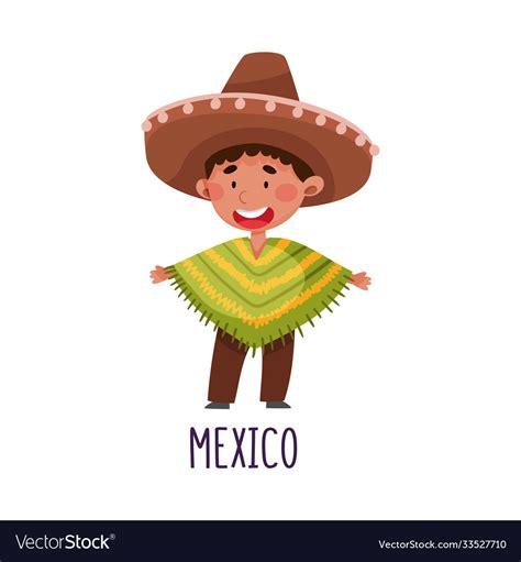 Cute boy wearing national costume mexico Vector Image