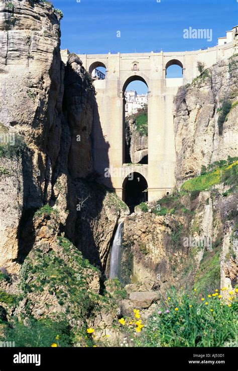 Historic town of Ronda Spain Gorge and bridge Puente Nuevo 18th century ...