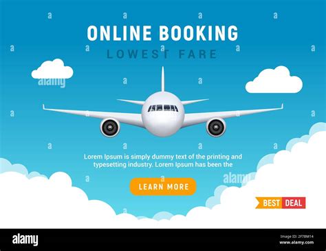 Flight Travel Trip Banner For Online Booking Vector Airplane Ticket