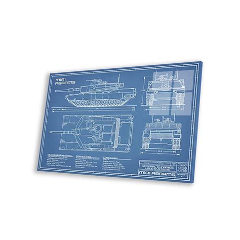 1980 M1A1 Abrams Battle Tank Blueprint Print On Acrylic Glass by Action ...