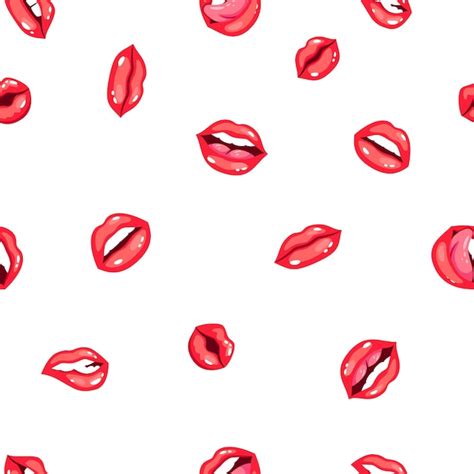 Premium Vector Red Lips Seamless Pattern Cartoon Sexy Beautiful Lips