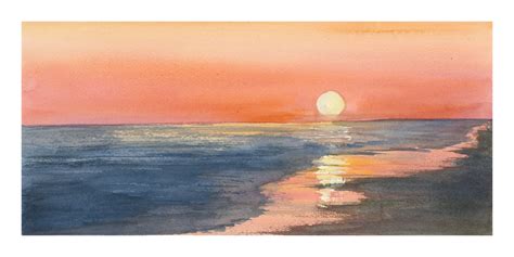 Watercolor Sunset Beach Print Etsy